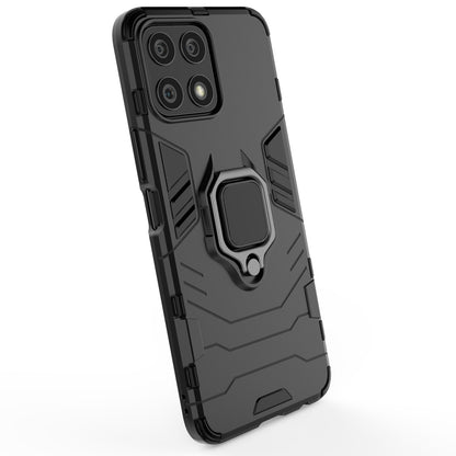 Fingerprint-proof Dual-layer Soft Flexible TPU and Hard PC Shockproof Protective Case with Ring Holder Kickstand for Honor X30i