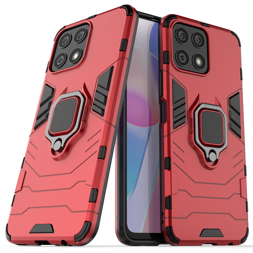 Fingerprint-proof Dual-layer Soft Flexible TPU and Hard PC Shockproof Protective Case with Ring Holder Kickstand for Honor X30i