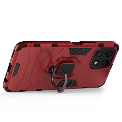 Fingerprint-proof Dual-layer Soft Flexible TPU and Hard PC Shockproof Protective Case with Ring Holder Kickstand for Honor X30i
