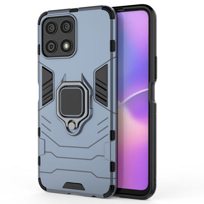 Fingerprint-proof Dual-layer Soft Flexible TPU and Hard PC Shockproof Protective Case with Ring Holder Kickstand for Honor X30i