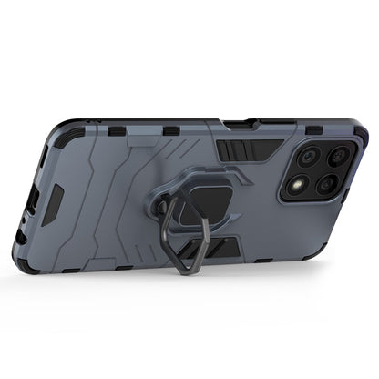 Fingerprint-proof Dual-layer Soft Flexible TPU and Hard PC Shockproof Protective Case with Ring Holder Kickstand for Honor X30i