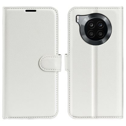 Shockproof PU Leather Coated TPU Mobile Phone Case Litchi Texture Stand Wallet Flip Protective Phone Cover for Huawei nova 8i/Honor 50 Lite