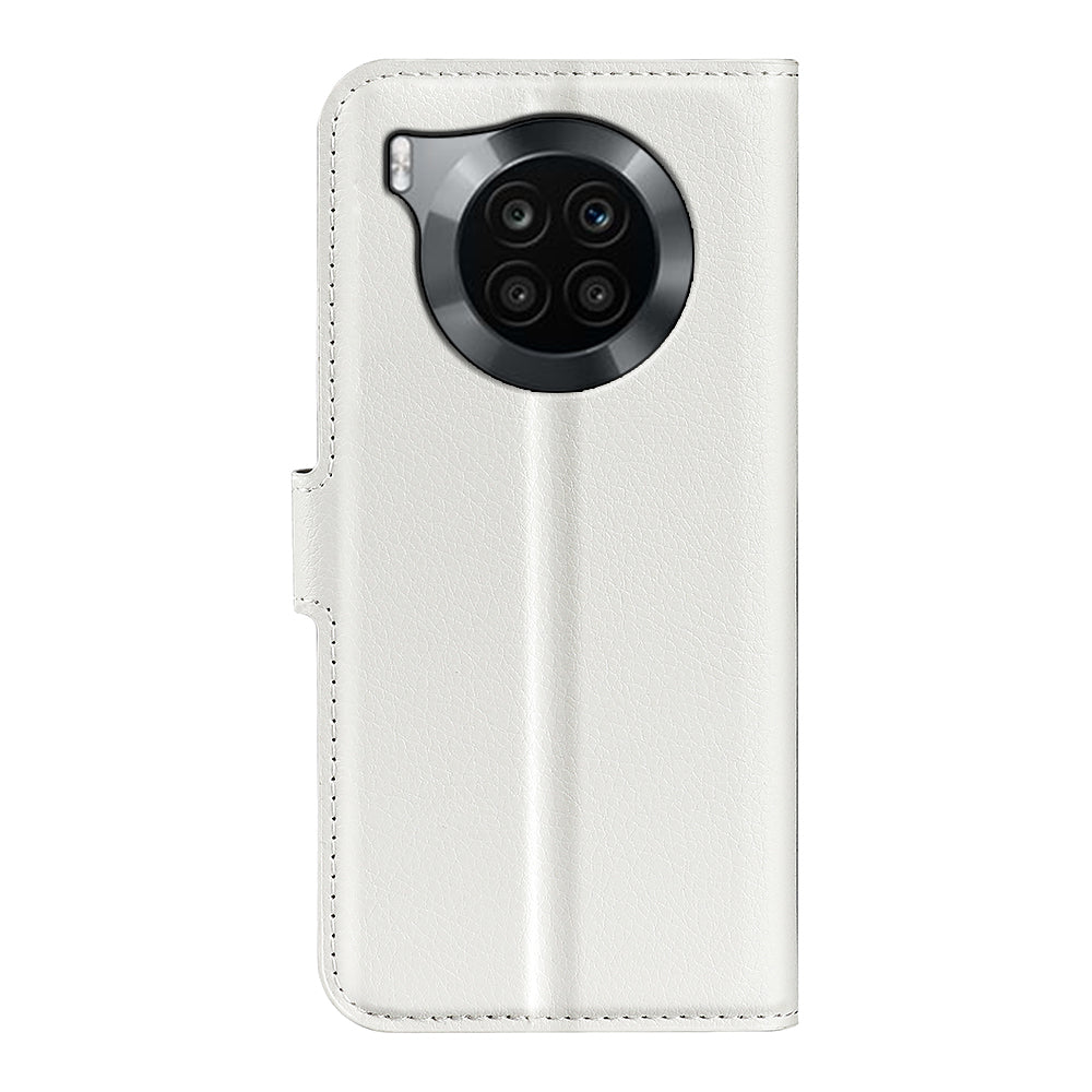 Shockproof PU Leather Coated TPU Mobile Phone Case Litchi Texture Stand Wallet Flip Protective Phone Cover for Huawei nova 8i/Honor 50 Lite