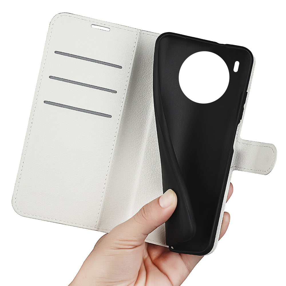 Shockproof PU Leather Coated TPU Mobile Phone Case Litchi Texture Stand Wallet Flip Protective Phone Cover for Huawei nova 8i/Honor 50 Lite