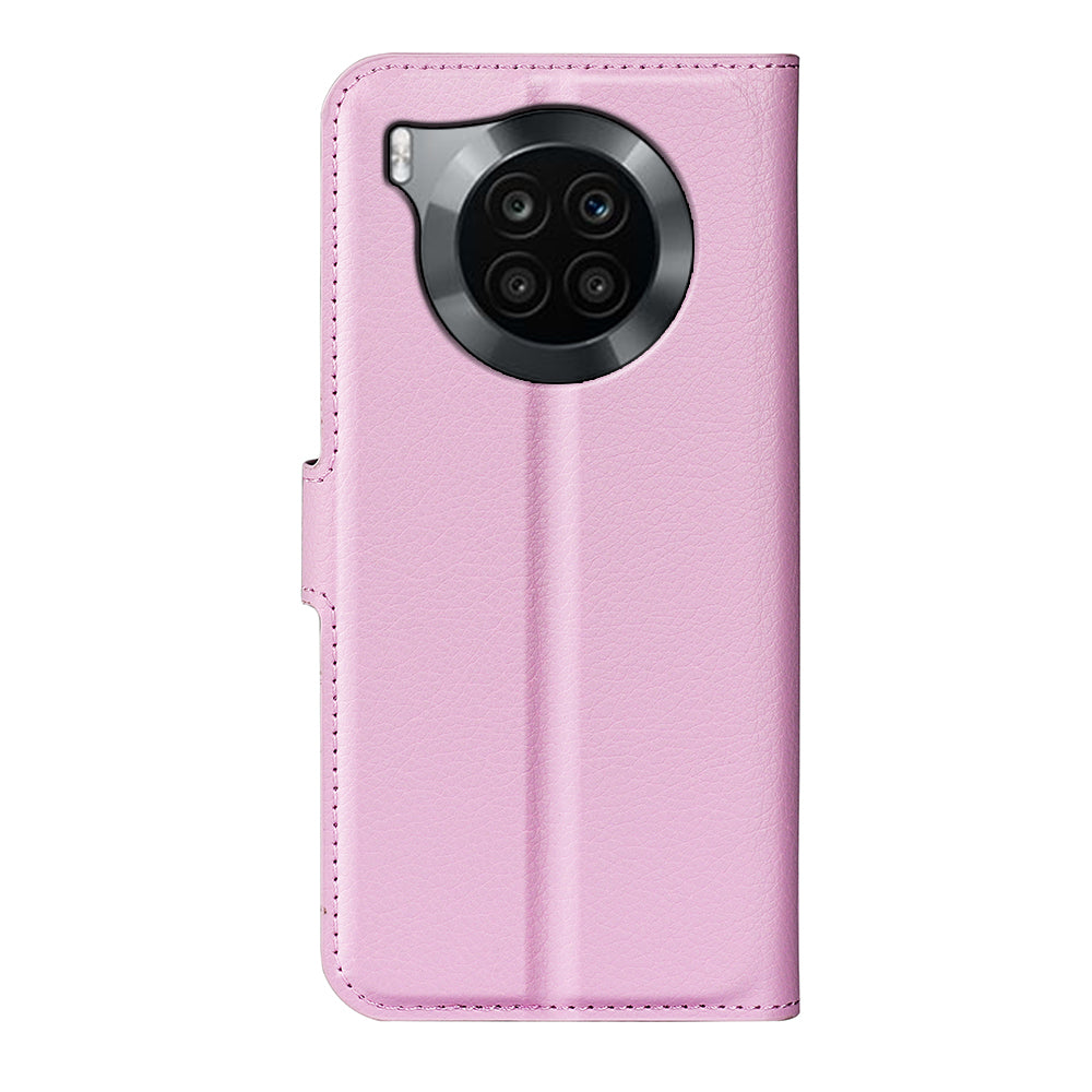 Shockproof PU Leather Coated TPU Mobile Phone Case Litchi Texture Stand Wallet Flip Protective Phone Cover for Huawei nova 8i/Honor 50 Lite