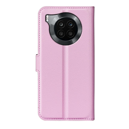Shockproof PU Leather Coated TPU Mobile Phone Case Litchi Texture Stand Wallet Flip Protective Phone Cover for Huawei nova 8i/Honor 50 Lite