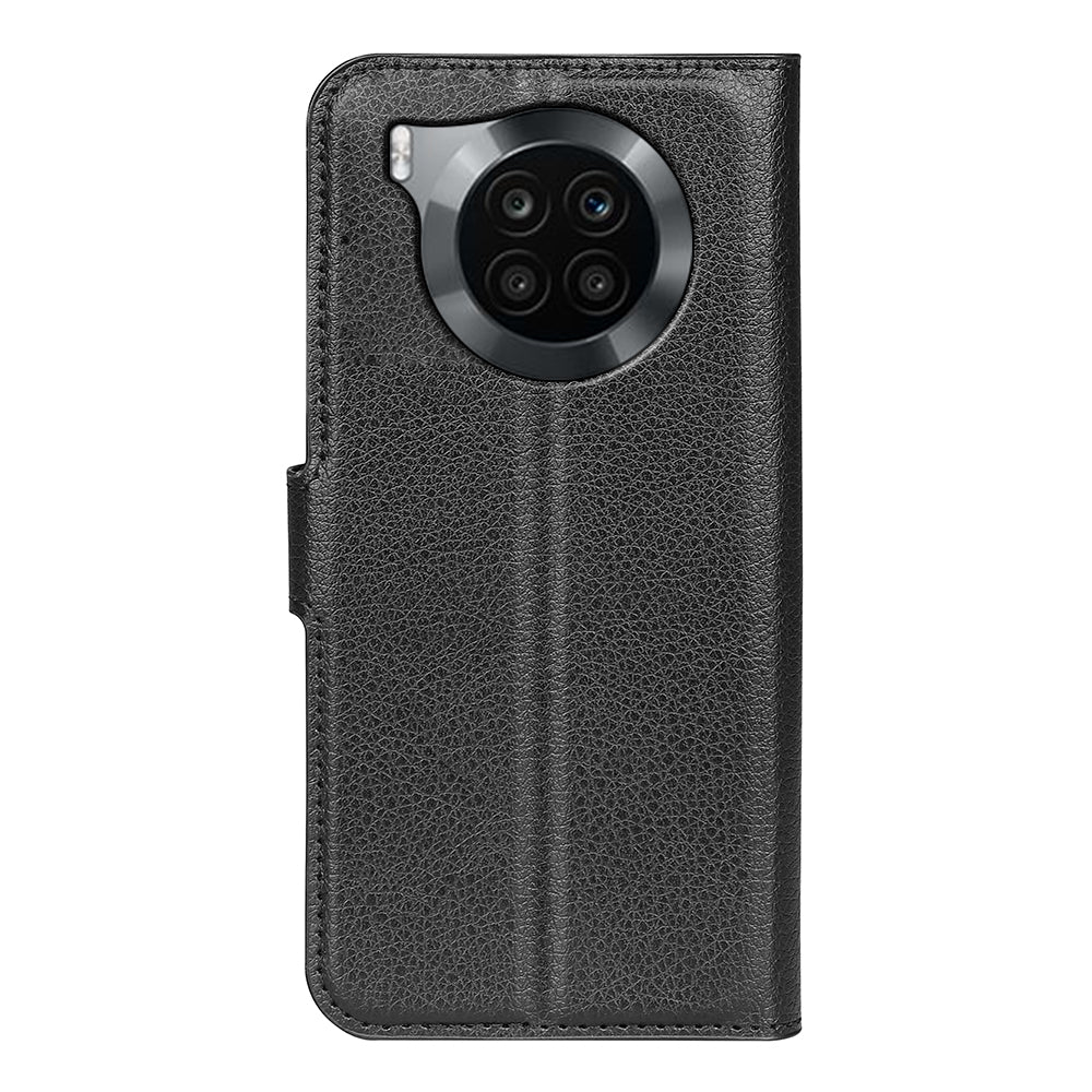Shockproof PU Leather Coated TPU Mobile Phone Case Litchi Texture Stand Wallet Flip Protective Phone Cover for Huawei nova 8i/Honor 50 Lite