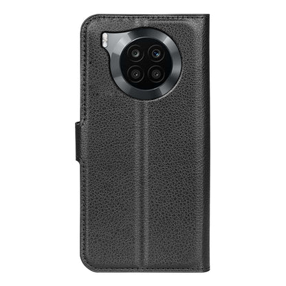 Shockproof PU Leather Coated TPU Mobile Phone Case Litchi Texture Stand Wallet Flip Protective Phone Cover for Huawei nova 8i/Honor 50 Lite