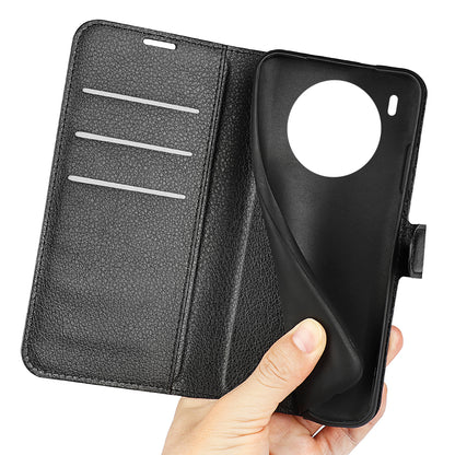Shockproof PU Leather Coated TPU Mobile Phone Case Litchi Texture Stand Wallet Flip Protective Phone Cover for Huawei nova 8i/Honor 50 Lite