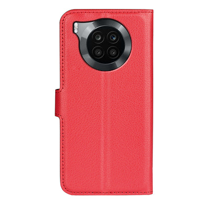 Shockproof PU Leather Coated TPU Mobile Phone Case Litchi Texture Stand Wallet Flip Protective Phone Cover for Huawei nova 8i/Honor 50 Lite