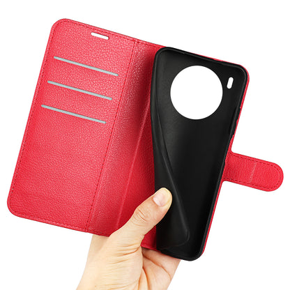 Shockproof PU Leather Coated TPU Mobile Phone Case Litchi Texture Stand Wallet Flip Protective Phone Cover for Huawei nova 8i/Honor 50 Lite
