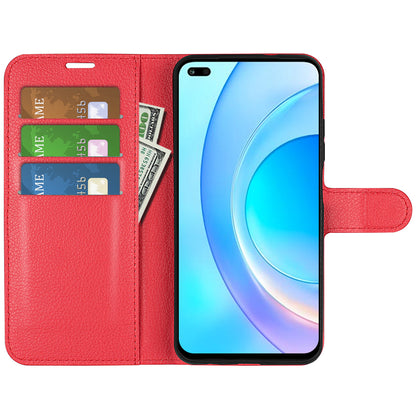 Shockproof PU Leather Coated TPU Mobile Phone Case Litchi Texture Stand Wallet Flip Protective Phone Cover for Huawei nova 8i/Honor 50 Lite