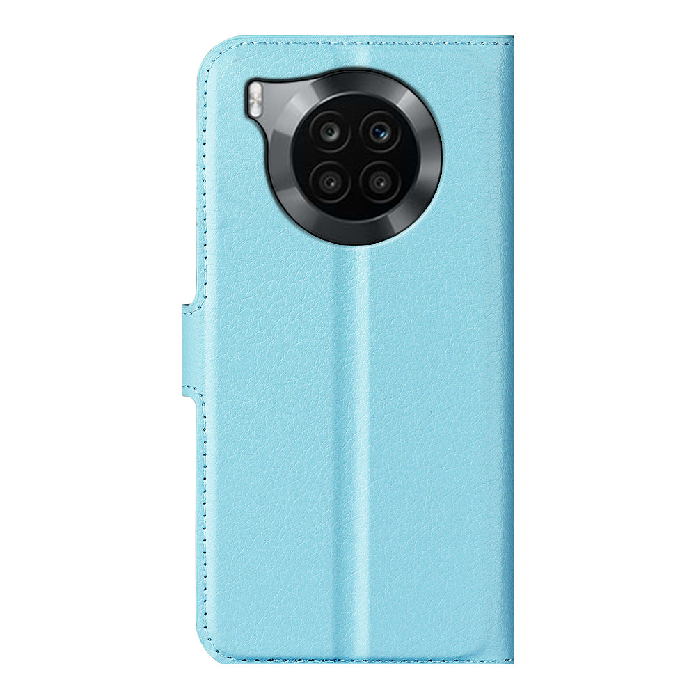 Shockproof PU Leather Coated TPU Mobile Phone Case Litchi Texture Stand Wallet Flip Protective Phone Cover for Huawei nova 8i/Honor 50 Lite