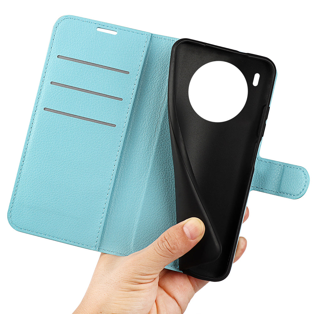 Shockproof PU Leather Coated TPU Mobile Phone Case Litchi Texture Stand Wallet Flip Protective Phone Cover for Huawei nova 8i/Honor 50 Lite
