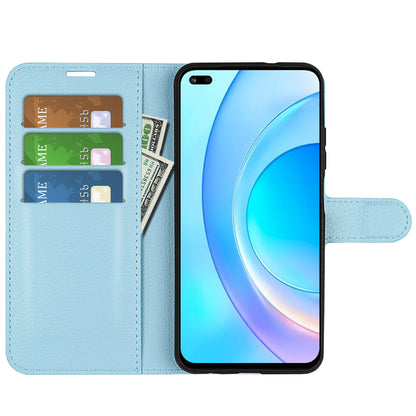 Shockproof PU Leather Coated TPU Mobile Phone Case Litchi Texture Stand Wallet Flip Protective Phone Cover for Huawei nova 8i/Honor 50 Lite