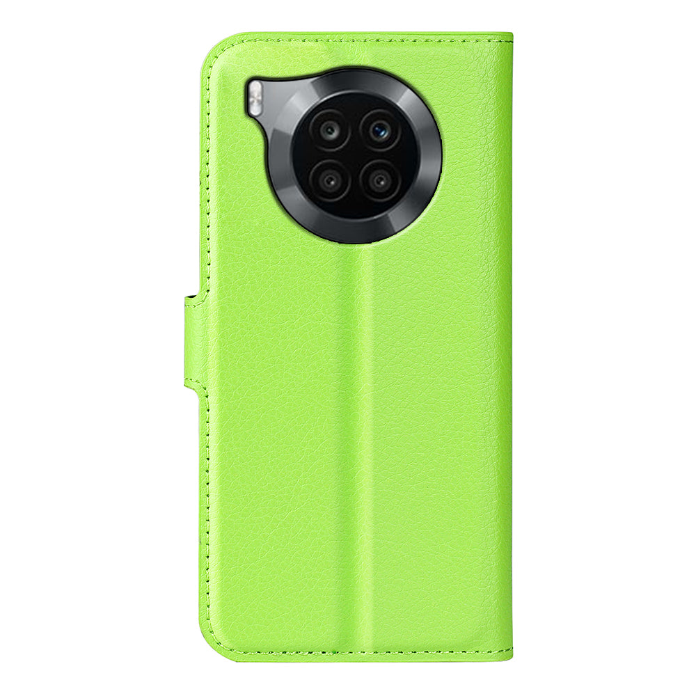 Shockproof PU Leather Coated TPU Mobile Phone Case Litchi Texture Stand Wallet Flip Protective Phone Cover for Huawei nova 8i/Honor 50 Lite