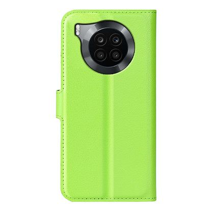 Shockproof PU Leather Coated TPU Mobile Phone Case Litchi Texture Stand Wallet Flip Protective Phone Cover for Huawei nova 8i/Honor 50 Lite
