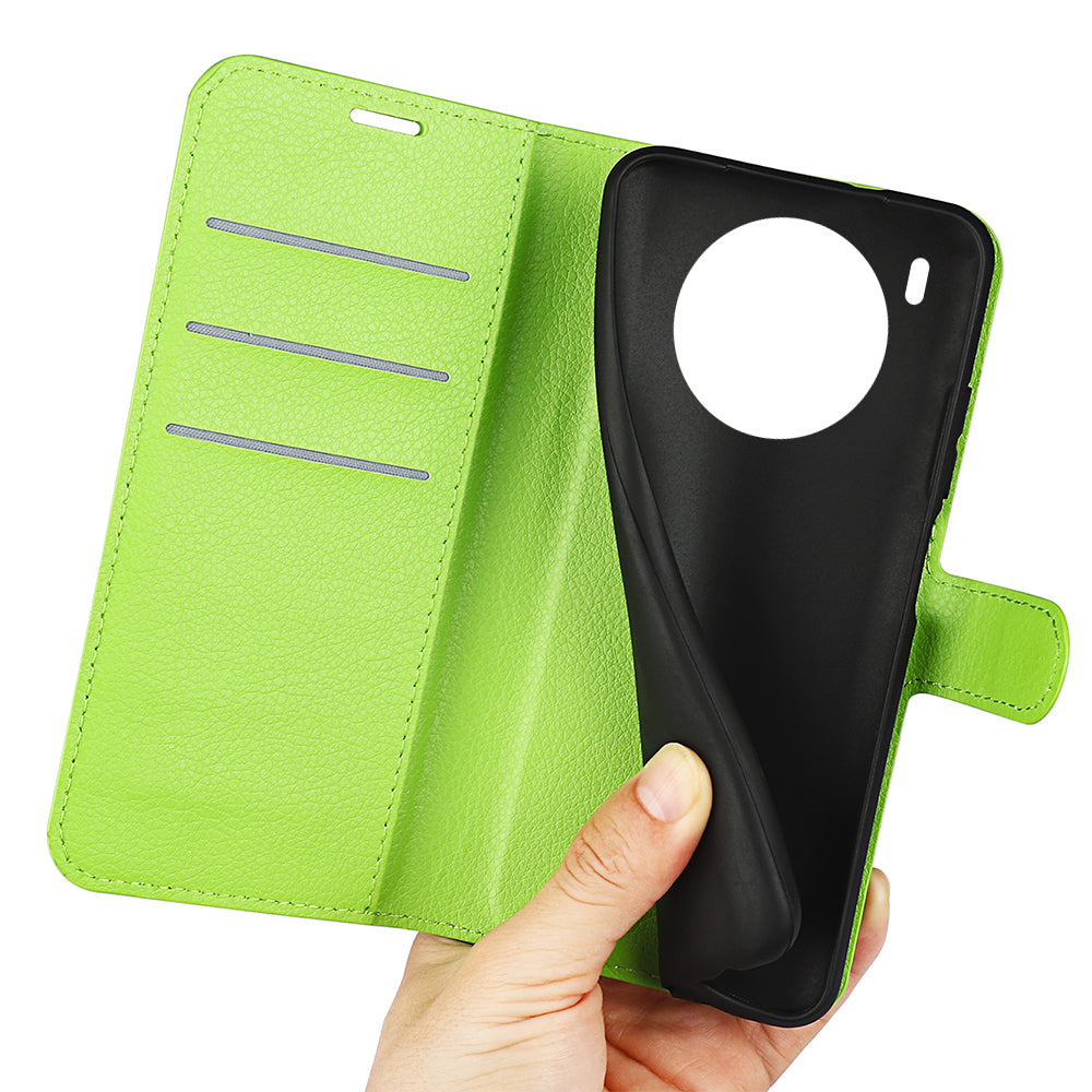 Shockproof PU Leather Coated TPU Mobile Phone Case Litchi Texture Stand Wallet Flip Protective Phone Cover for Huawei nova 8i/Honor 50 Lite