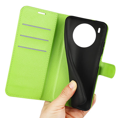 Shockproof PU Leather Coated TPU Mobile Phone Case Litchi Texture Stand Wallet Flip Protective Phone Cover for Huawei nova 8i/Honor 50 Lite