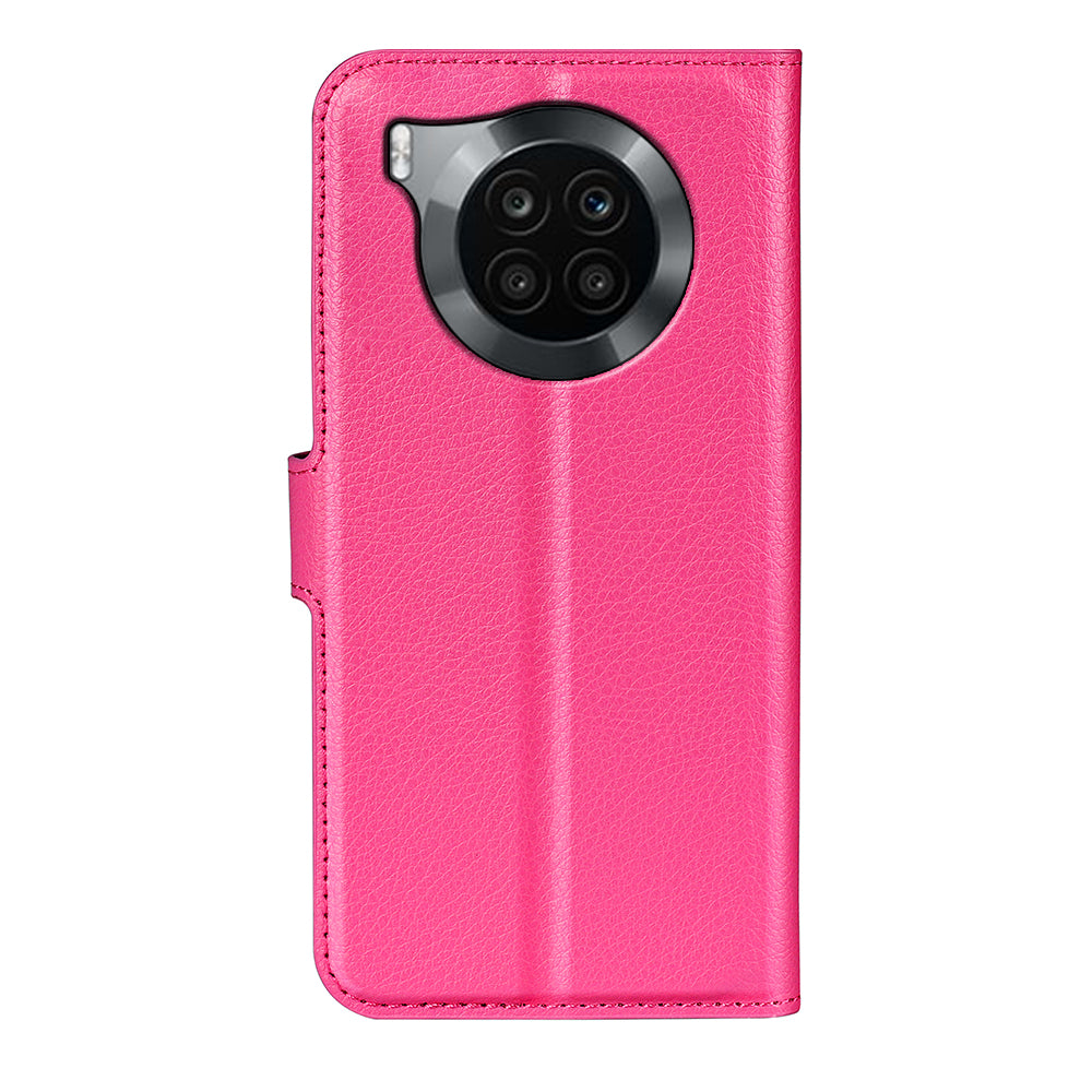 Shockproof PU Leather Coated TPU Mobile Phone Case Litchi Texture Stand Wallet Flip Protective Phone Cover for Huawei nova 8i/Honor 50 Lite