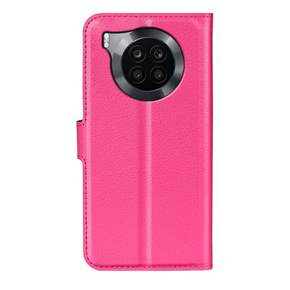 Shockproof PU Leather Coated TPU Mobile Phone Case Litchi Texture Stand Wallet Flip Protective Phone Cover for Huawei nova 8i/Honor 50 Lite