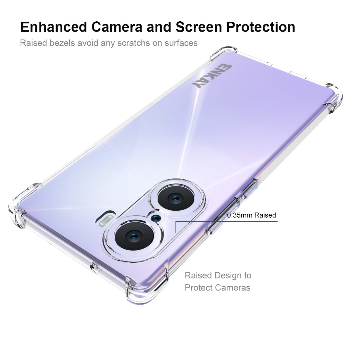ENKAY HAT PRINCE Enhanced Four Corner Anti-slip Edge Crystal Clear Soft TPU Cover Phone Case for Honor 60