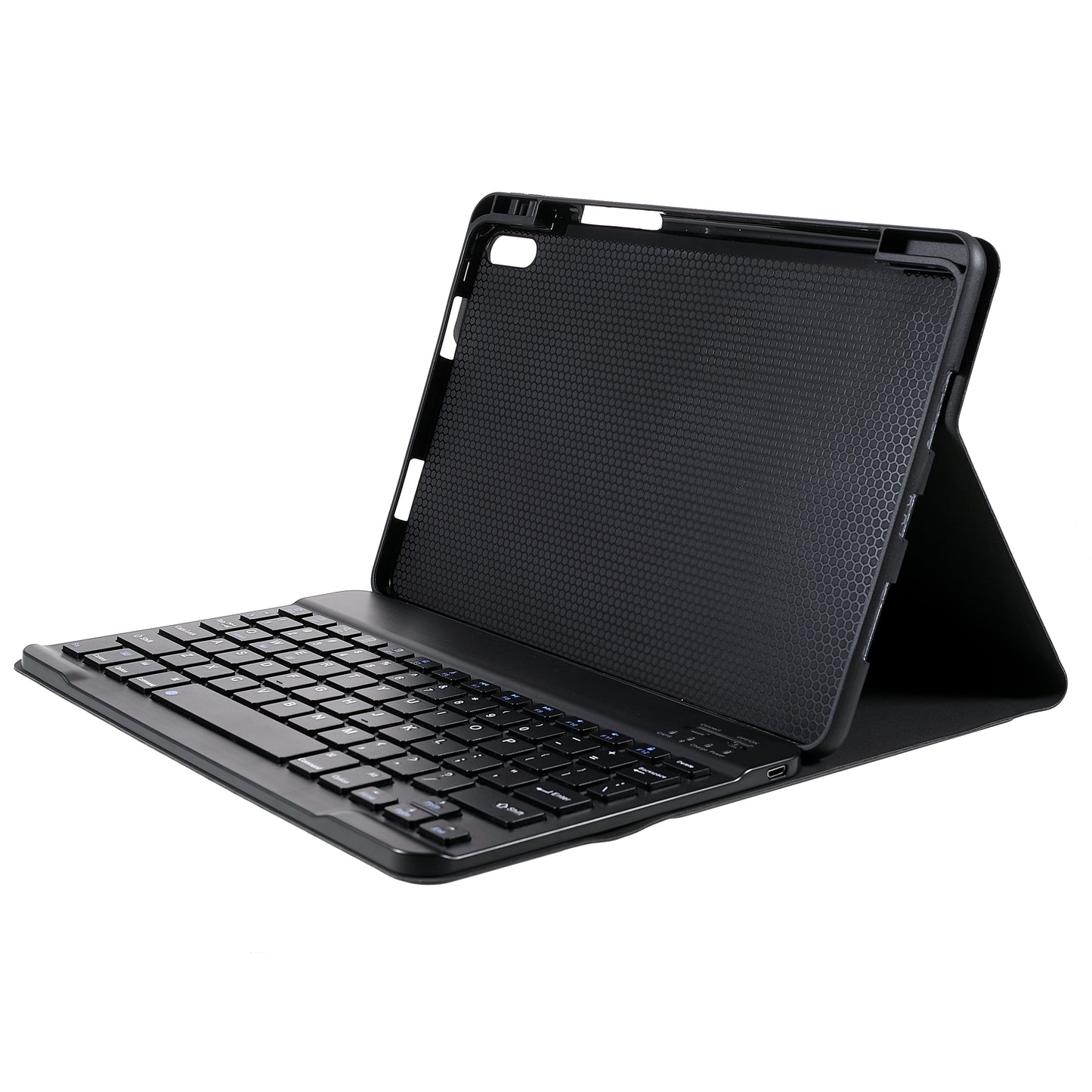 Pen Slot Design Cloth Texture Tablet Leather Cover Stand Case + Wireless Bluetooth Keyboard for Huawei MatePad Pro 10.8 (2021)
