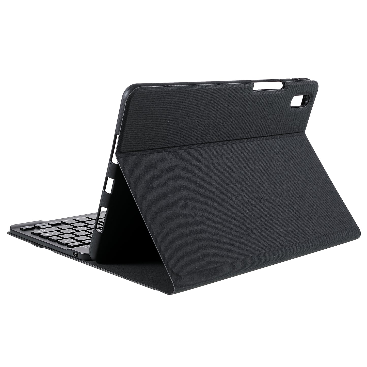 Pen Slot Design Cloth Texture Tablet Leather Cover Stand Case + Wireless Bluetooth Keyboard for Huawei MatePad Pro 10.8 (2021)