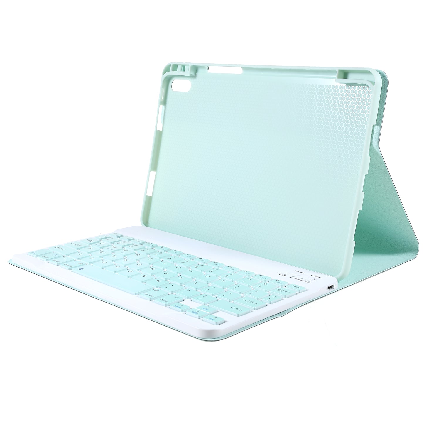 Pen Slot Design Cloth Texture Tablet Leather Cover Stand Case + Wireless Bluetooth Keyboard for Huawei MatePad Pro 10.8 (2021)