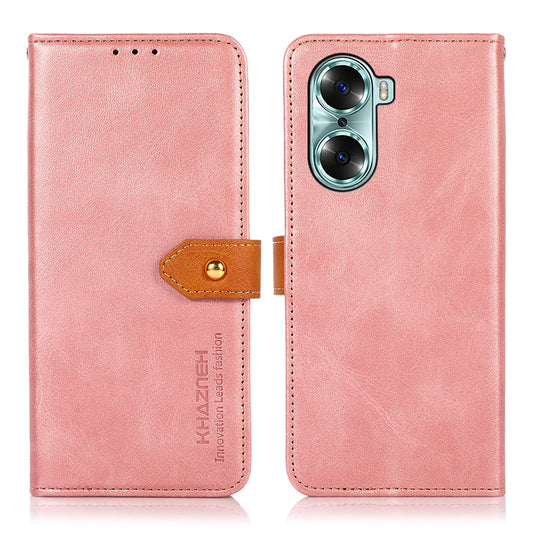 KHAZNEH Magnetic Golden Clasp PU Leather Shockproof TPU Shell Stand Flip Wallet Phone Cover for Honor 60