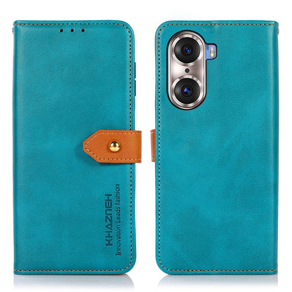 KHAZNEH Bi-color Stylish Anti-fall Magnetic Golden Clasp Stand PU Leather + TPU Case with Wallet for Honor 60 Pro