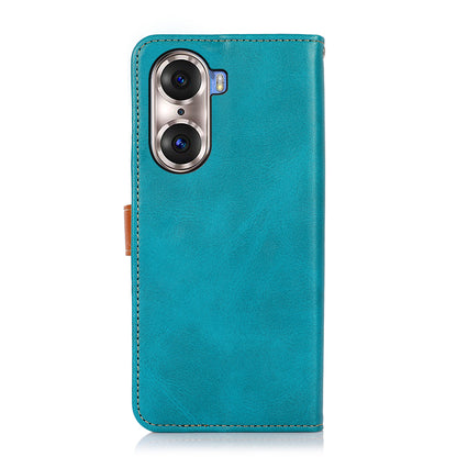 KHAZNEH Bi-color Stylish Anti-fall Magnetic Golden Clasp Stand PU Leather + TPU Case with Wallet for Honor 60 Pro
