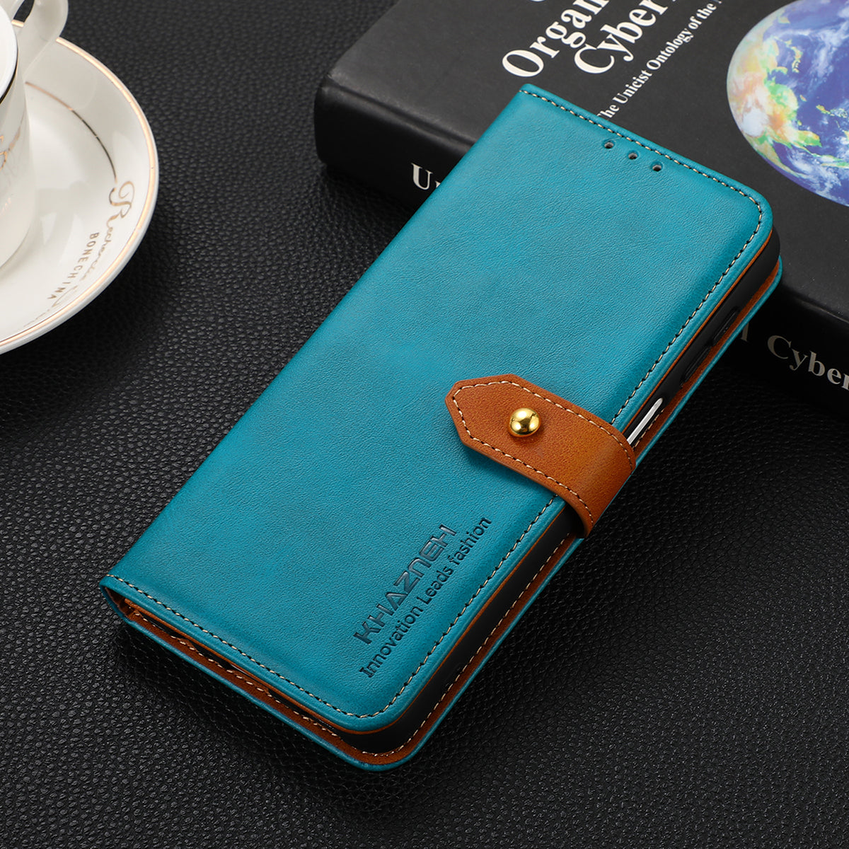 KHAZNEH Bi-color Stylish Anti-fall Magnetic Golden Clasp Stand PU Leather + TPU Case with Wallet for Honor 60 Pro