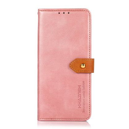 KHAZNEH Bi-color Stylish Anti-fall Magnetic Golden Clasp Stand PU Leather + TPU Case with Wallet for Honor 60 Pro