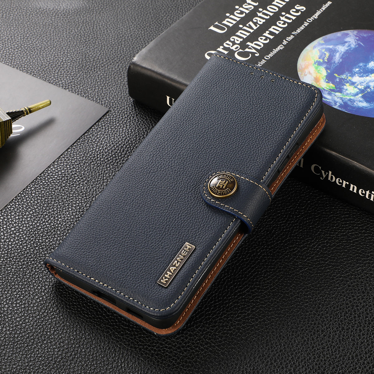KHAZNEH Top Layer Genuine Leather Phone Case Stand RFID Blocking Wallet Magnetic Cover for Honor 60 Pro
