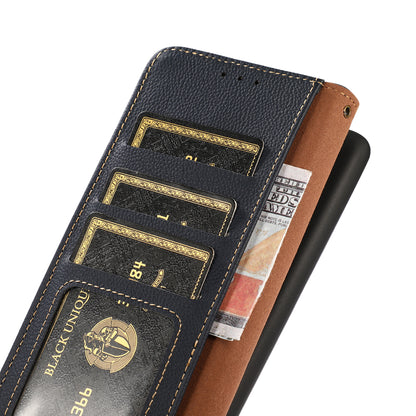 KHAZNEH Top Layer Genuine Leather Phone Case Stand RFID Blocking Wallet Magnetic Cover for Honor 60 Pro