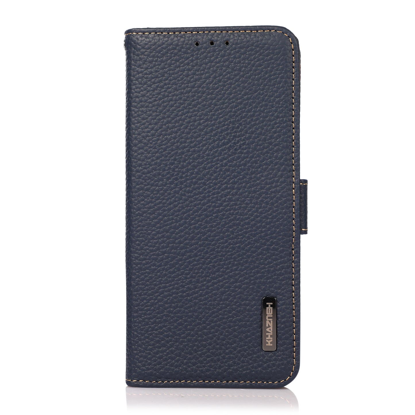 KHAZNEH Protective TPU Inner Shell Litchi Texture Genuine Leather RFID Blocking Wallet Stand Cover for Honor 60 Pro