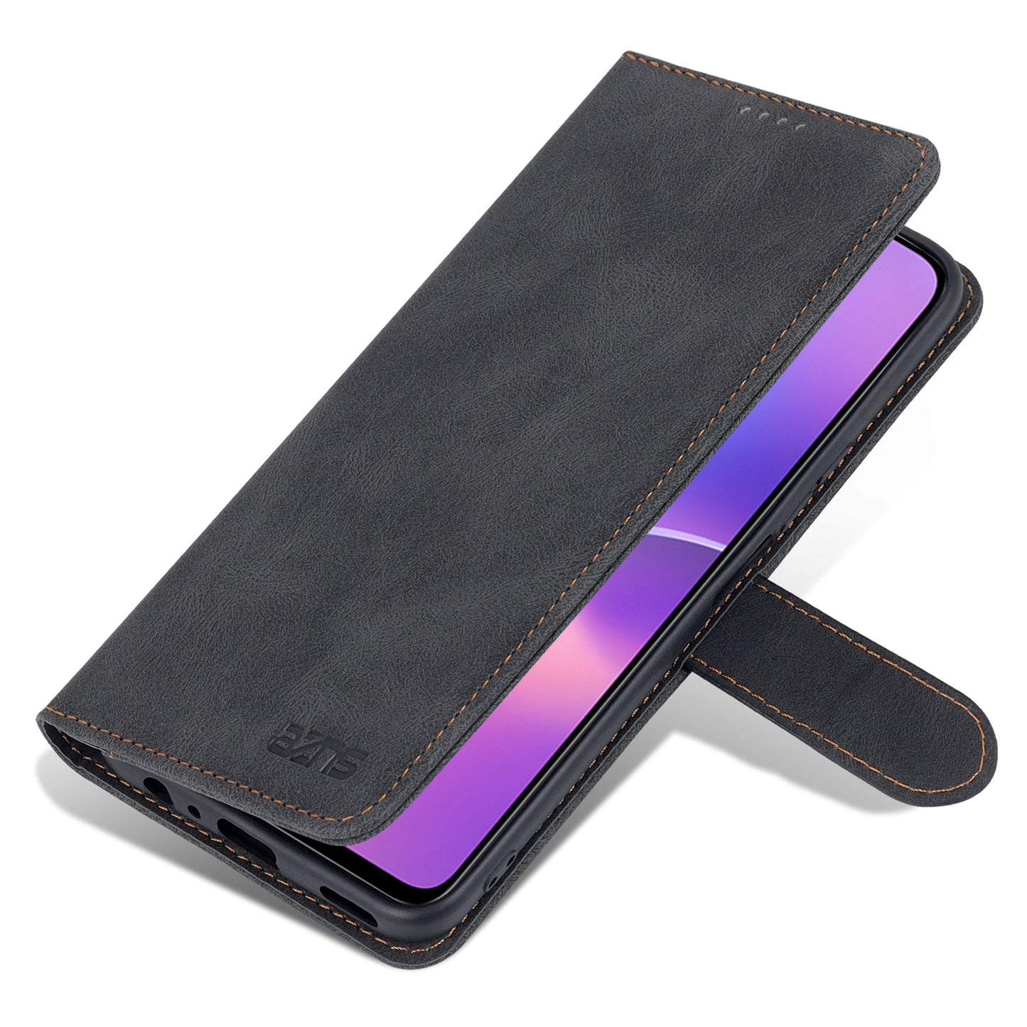 AZNS Magnetic Closure PU Leather Flip Wallet Case Stand Shockproof TPU Inner Shell Phone Cover for Honor X30i