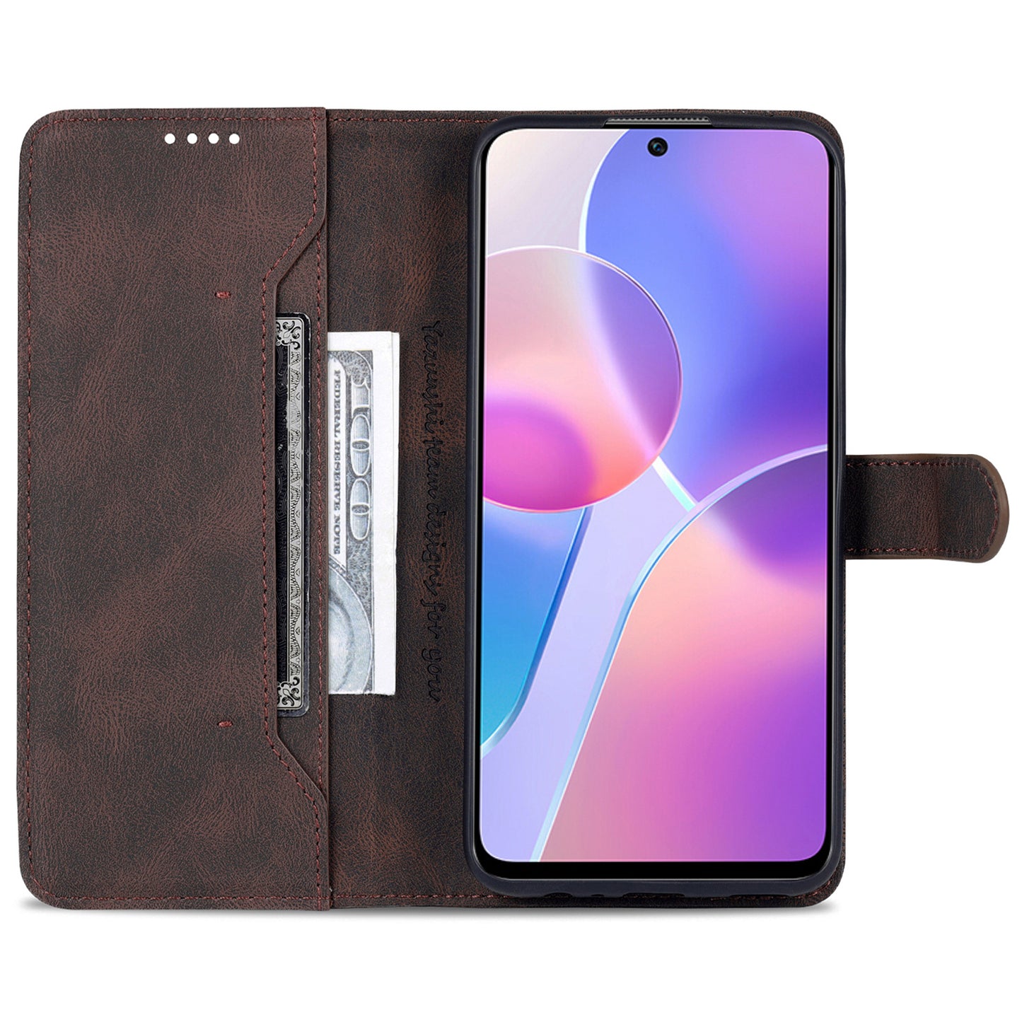 AZNS Magnetic Closure PU Leather Flip Wallet Case Stand Shockproof TPU Inner Shell Phone Cover for Honor X30i