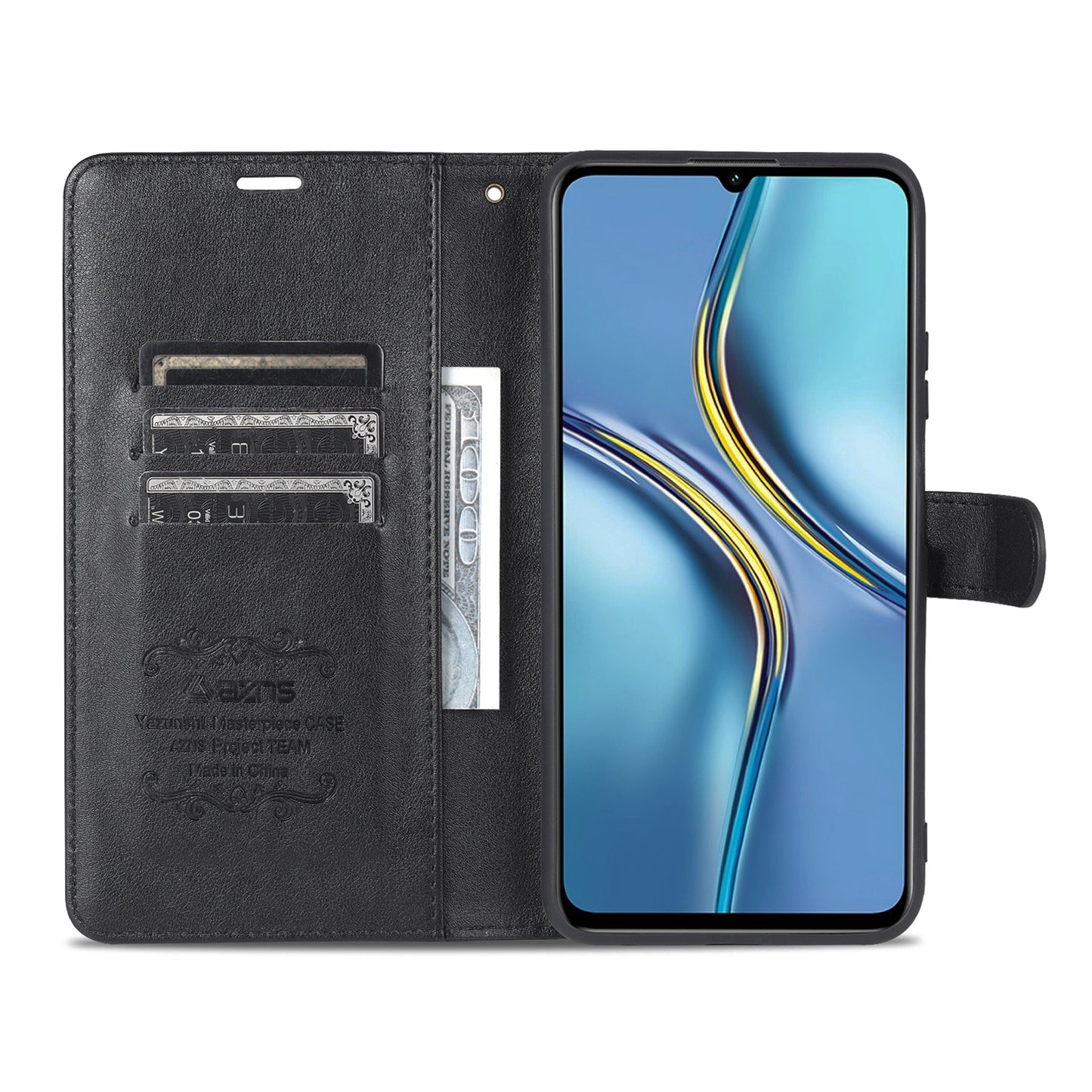 AZNS Textured PU Leather Stand Wallet Case Magnetic Clasp Shock-absorption Cover for Honor X10 Max/X30 Max