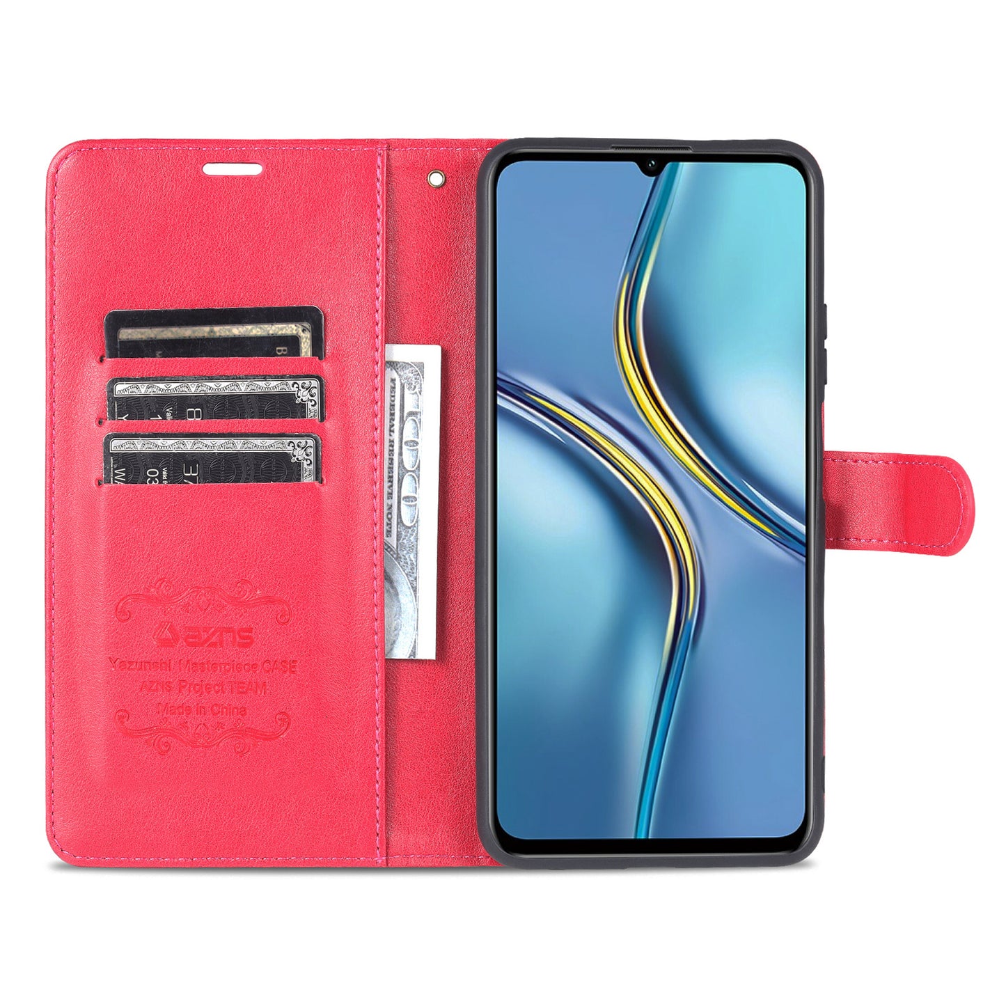 AZNS Textured PU Leather Stand Wallet Case Magnetic Clasp Shock-absorption Cover for Honor X10 Max/X30 Max