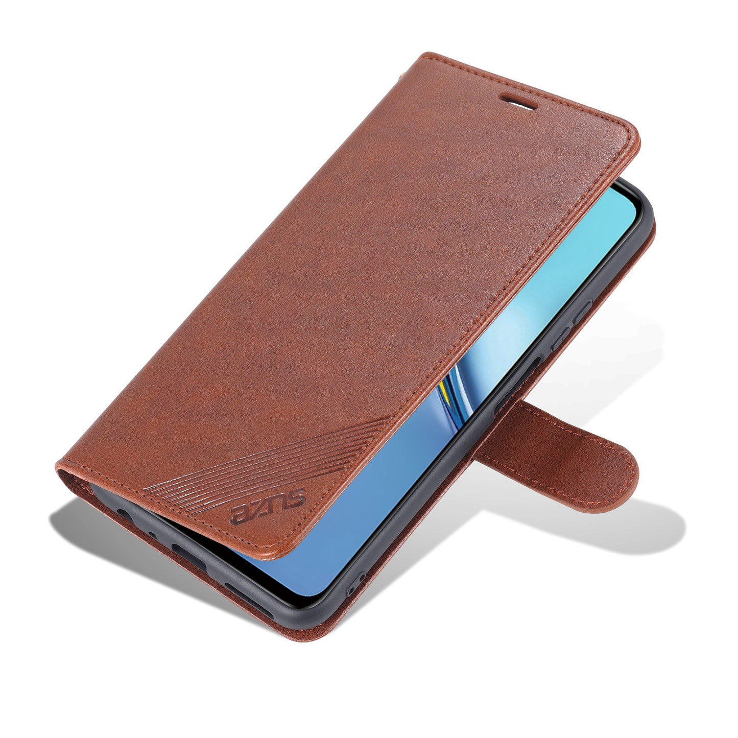 AZNS Textured PU Leather Stand Wallet Case Magnetic Clasp Shock-absorption Cover for Honor X10 Max/X30 Max