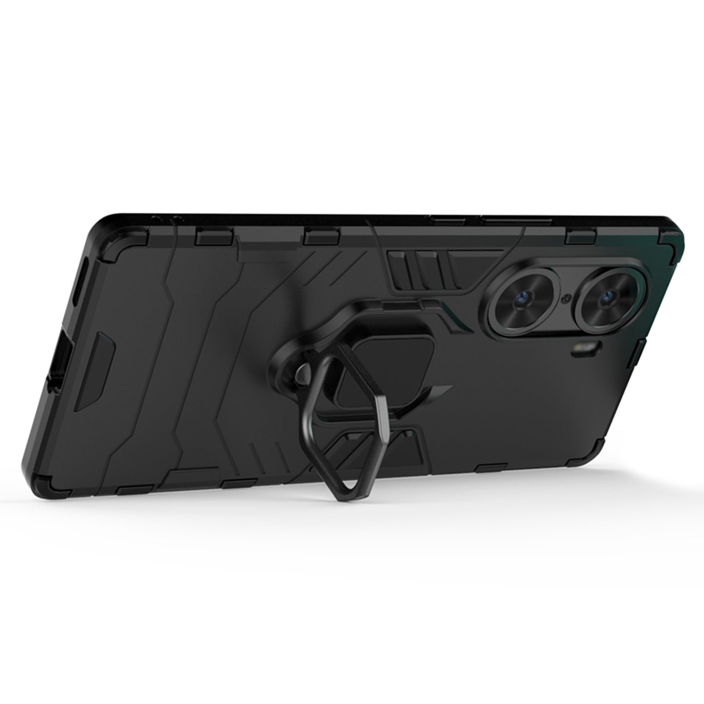Mobile Phone Bag Cover Shockproof Lightweight Anti-scratch TPU Hard PC Protective Phone Case with Ring Holder Kickstand for Honor 60