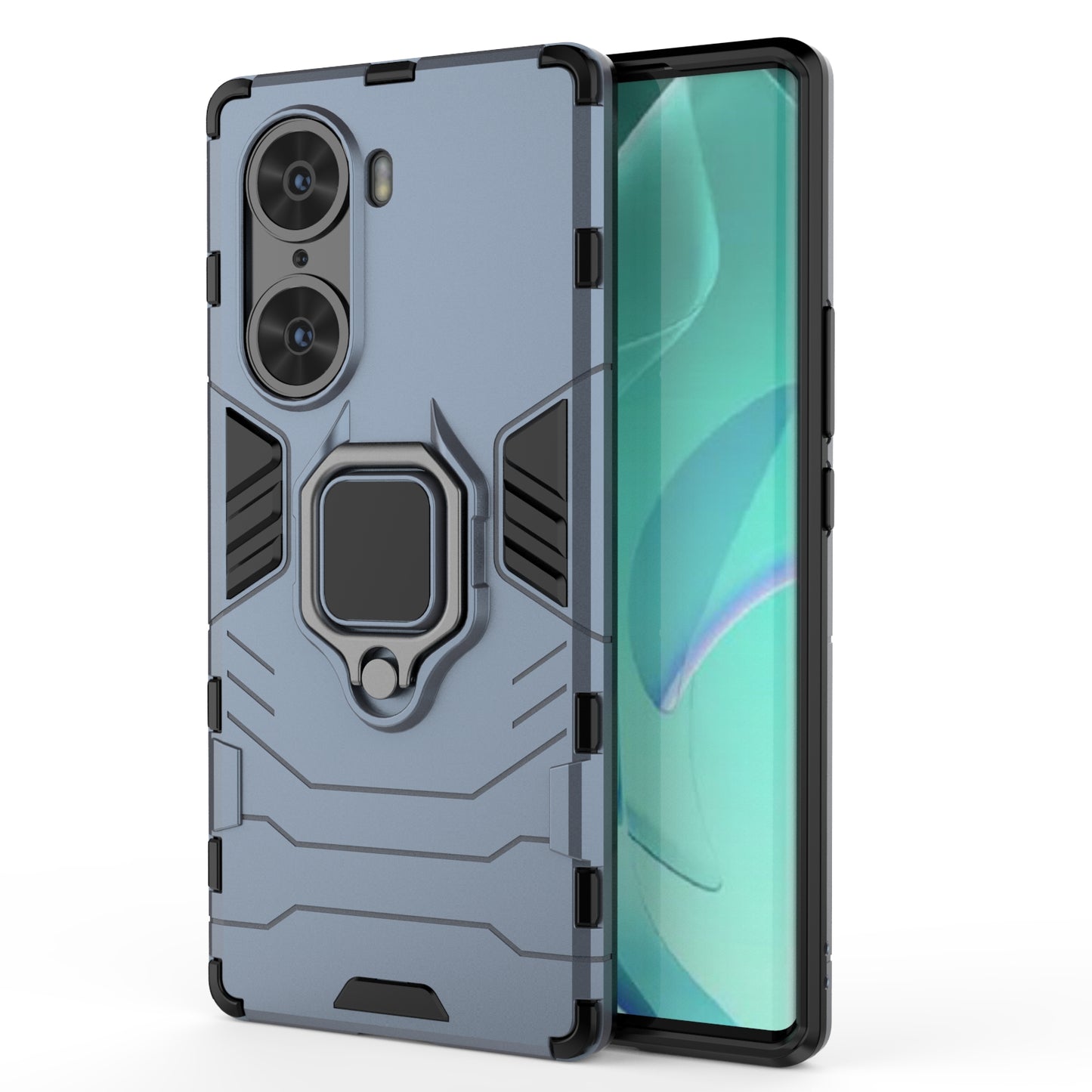 Mobile Phone Bag Cover Shockproof Lightweight Anti-scratch TPU Hard PC Protective Phone Case with Ring Holder Kickstand for Honor 60