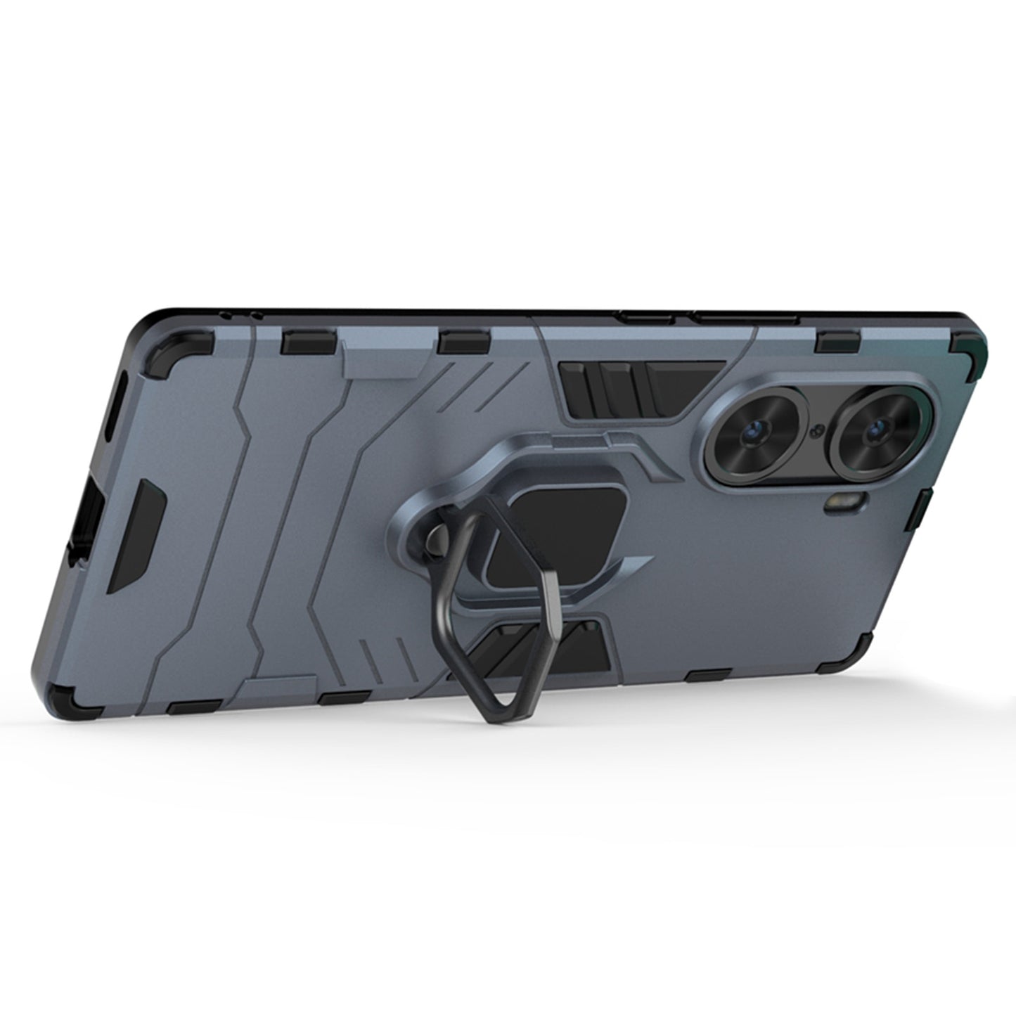Mobile Phone Bag Cover Shockproof Lightweight Anti-scratch TPU Hard PC Protective Phone Case with Ring Holder Kickstand for Honor 60