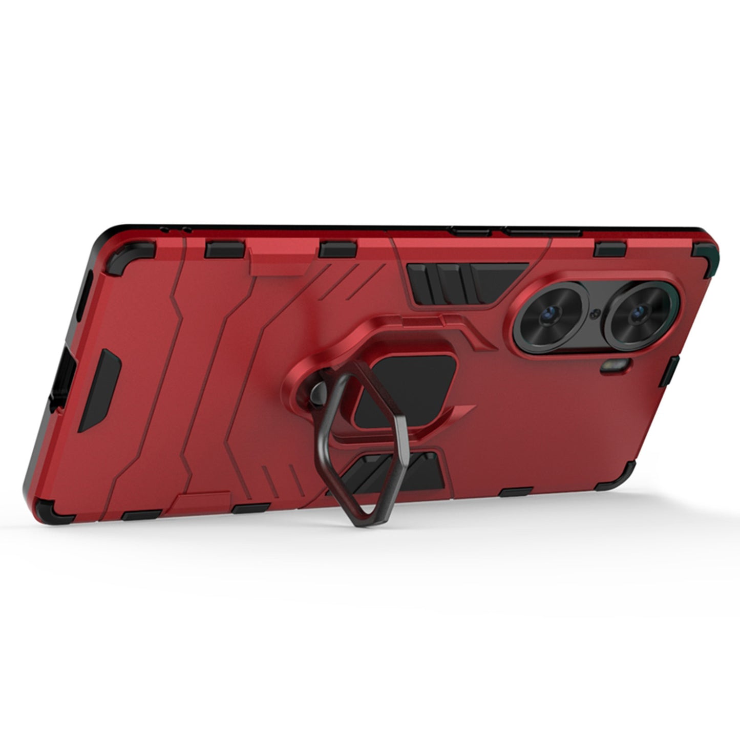 Mobile Phone Bag Cover Shockproof Lightweight Anti-scratch TPU Hard PC Protective Phone Case with Ring Holder Kickstand for Honor 60