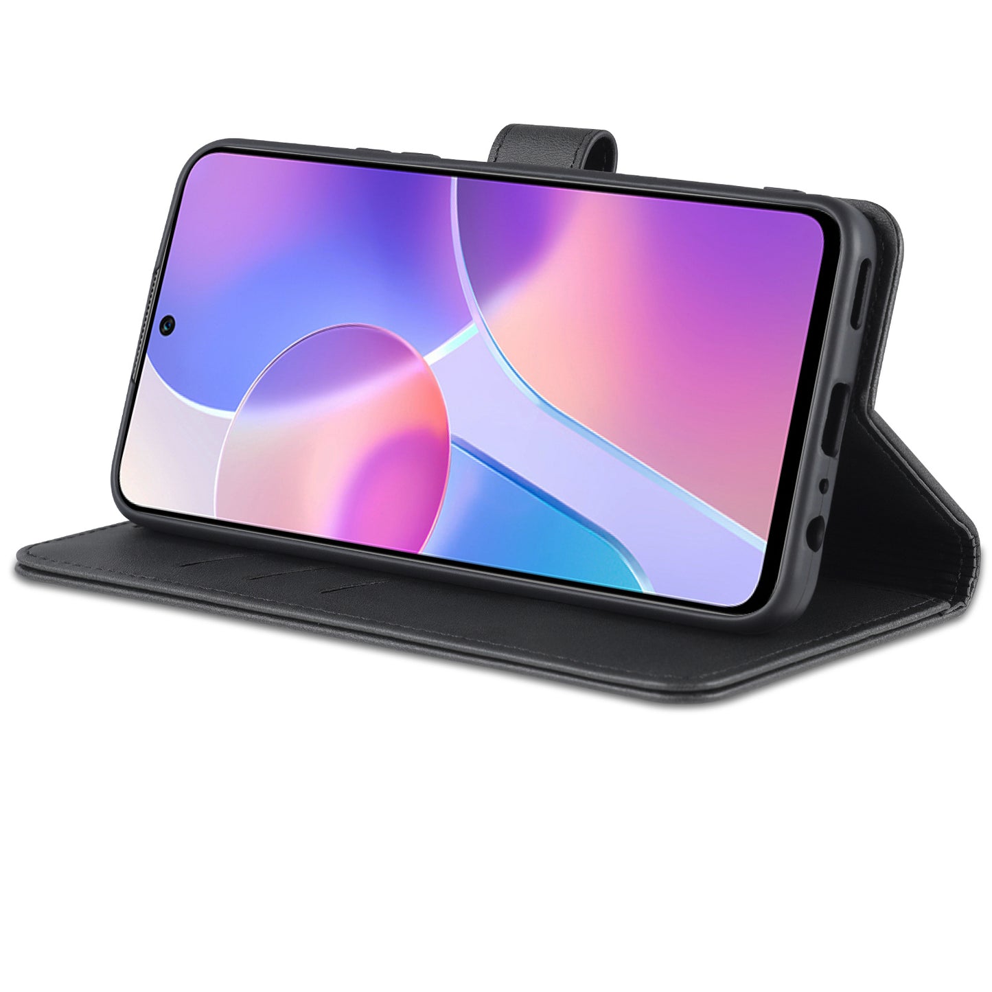 AZNS PU Leather Wallet Stand Anti-fall Shockproof Protective Phone Case Cover for Honor X30i
