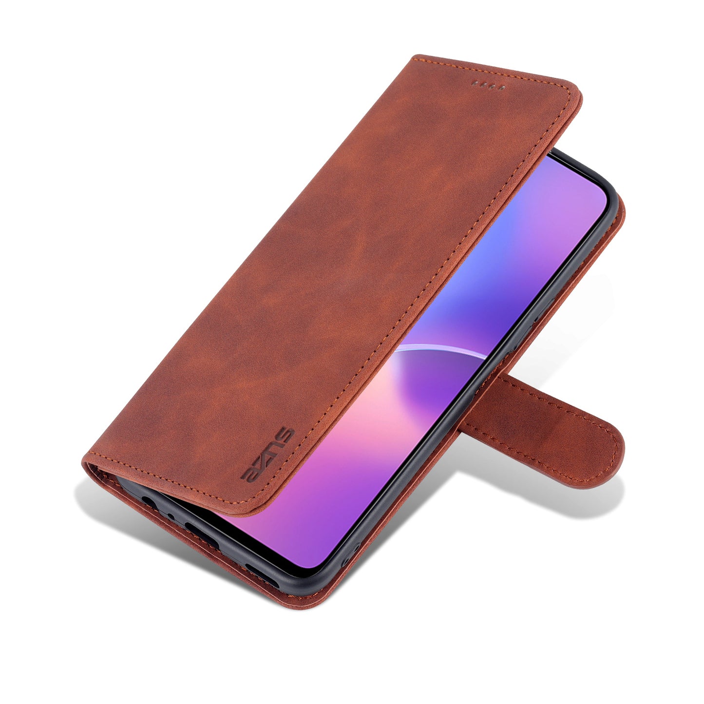 AZNS PU Leather Wallet Stand Anti-fall Shockproof Protective Phone Case Cover for Honor X30i