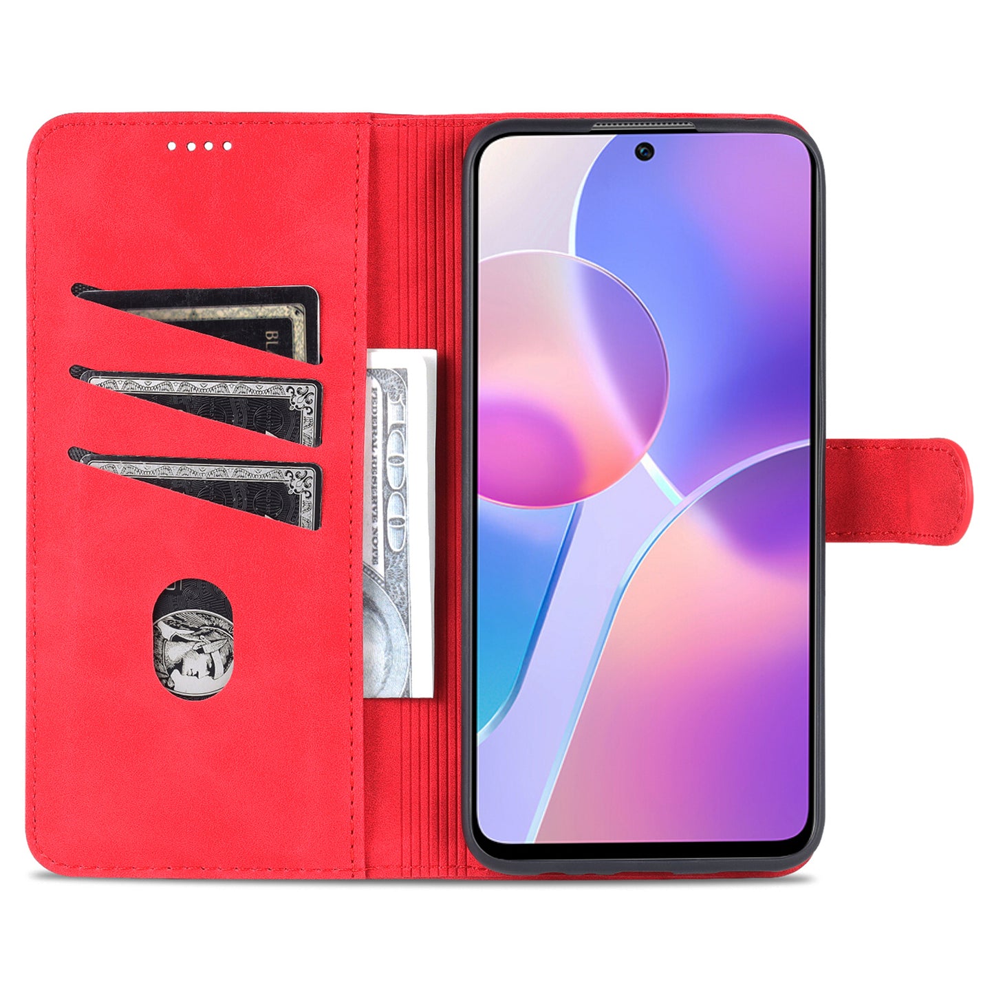 AZNS PU Leather Wallet Stand Anti-fall Shockproof Protective Phone Case Cover for Honor X30i