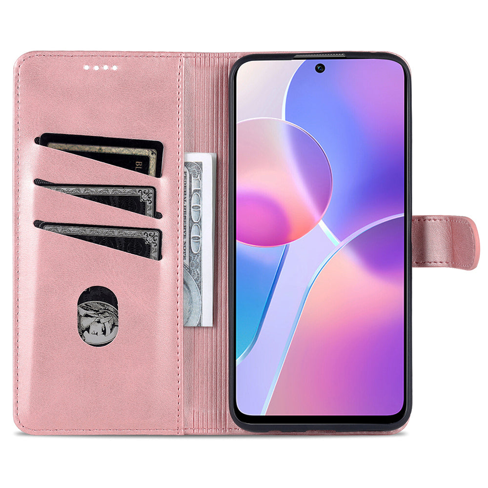 AZNS PU Leather Wallet Stand Anti-fall Shockproof Protective Phone Case Cover for Honor X30i